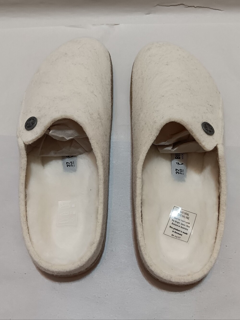Birkenstock Zermatt Rivet Slippers EU37, US L6, M4 Ecru Wool Felt Slip On Shoes - Picture 5 of 9
